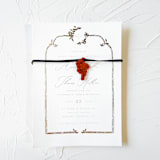 "Leather Floral Invitation Charm, Set of 50" - Belly Bands in brown by Left Grain