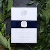 "Navy Velvet BellyBands for 5 x 7 Invitations (Set of 25)" - Belly Bands in blue by Caroline Russo
