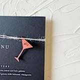 "Custom Martini Glass Leather Invitation Charm, 1.5", Set of 50" - Belly Bands in brown by Left Grain