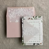 "Labelle floral white vellum belly band for 5x7 card style A | pack of 10" - Belly Bands in white by Ivory Invitations