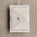 "Pearl brooch vellum belly band for 5x7 card | pack of 5" - Belly Bands in white by Ivory Invitations