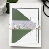 "Wildflower Dutch | Pack of 25 Floral Vellum Belly Bands for Invitations" - Belly Bands in green by Nikki Turner