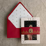 "Gold knitted red holiday belly band for 5x7 card | pack of 10" - Belly Bands in red by Ivory Invitations