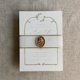"Aurelia dot gold trim vellum belly band for 5x7 card | pack of 10" - Belly Bands in gold by Ivory Invitations