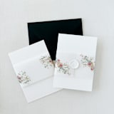 "Bright Pink and Blue Floral Belly Band for 5 x 7 card,  Set of 25" - Belly Bands in pink by Eva Friesen