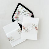 "Bright Pink and Blue Floral Belly Band for 5 x 7 card,  Set of 25" - Belly Bands in pink by Eva Friesen