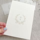 "Custom initials and floral wreath vellum belly band for invitations | Set of 10" - Belly Bands in gray by Maria Ferrer G.