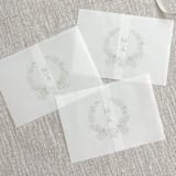 "Custom initials and floral wreath vellum belly band for invitations | Set of 10" - Belly Bands in gray by Maria Ferrer G.