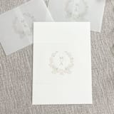 "Custom initials and floral wreath vellum belly band for invitations | Set of 10" - Belly Bands in gray by Maria Ferrer G.