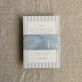 "Palm leaf steel blue belly band for 5x7 card | pack of 10" - Belly Bands in blue by Ivory Invitations