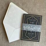 "Floral garland initial belly band for 5x7 Card | pack of 10" - Belly Bands in white by Ivory Invitations