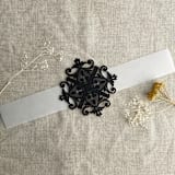 "black glitter laser cut lace vellum belly band for 5x7 card | pack of 10" - Belly Bands in black by Ivory Invitations