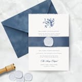 "French Blue Velvet BellyBand for 5 x 7 Invitations (Set of 25)" - Belly Bands in blue by Caroline Russo