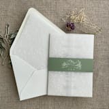 "Mountain sketch belly band for 5x7 card | pack of 10" - Belly Bands in green by Ivory Invitations