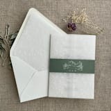 "Mountain sketch belly band for 5x7 card | pack of 10" - Belly Bands in green by Ivory Invitations