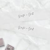 "Modern Personalized Script Vellum Belly Bands for 5 x 7 Invitations (Set of 25)" - Belly Bands in black by Caroline Russo