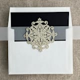 "gold glitter laser cut lace vellum belly band for 5x7 card | pack of 10" - Belly Bands in gold by Ivory Invitations