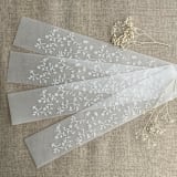 "dainty floral lace white ink printed vellum belly band for 5x7 card style A | pack of 10" - Belly Bands in white by Ivory Invitations