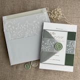 "dainty floral lace white ink printed vellum belly band for 5x7 card style A | pack of 10" - Belly Bands in white by Ivory Invitations