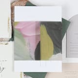 "Pink and Yellow Abstract Watercolor Vellum Belly Bands | Size 5x4.15 | Set of 50" - Belly Bands in multicolor by Clove and Cedar Design