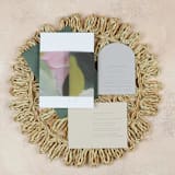 "Pink and Yellow Abstract Watercolor Vellum Belly Bands | Size 5x4.15 | Set of 50" - Belly Bands in multicolor by Clove and Cedar Design