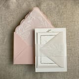 "Calla lily white ink printed vellum belly band for 5x7 card style A | pack of 10" - Belly Bands in white by Ivory Invitations