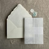 "grace floral white vellum belly band for 5x7 card | pack of 10" - Belly Bands in white by Ivory Invitations