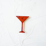 "Custom Martini Glass Leather Invitation Charm, 2", Set of 50" - Belly Bands in brown by Left Grain