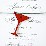 "Custom Martini Glass Leather Invitation Charm, 2", Set of 50" - Belly Bands in brown by Left Grain