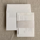 "Palm leaf cashmere belly band for 5x7 card | pack of 10" - Belly Bands in beige by Ivory Invitations