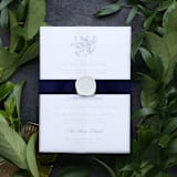 "1" Navy Velvet Belly Bands For 5 x 7 Wedding Invitations (Set of 25)" - Belly Bands in blue by Caroline Russo