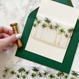 "Palm Tree Vellum Belly Band for Beach Wedding Invitations (25 Pack)" - Belly Bands in green by Carley Zuercher