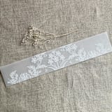 "Venetian floral lace white ink printed vellum belly band style A for 5x7 card | Pack of 10" - Belly Bands in white by Ivory Invitations