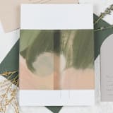 "Green and Peach Watercolor Belly Bands | Size 5x4.15 | Set of 50" - Belly Bands in multicolor by Clove and Cedar Design