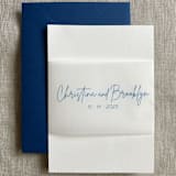 "Custom vellum belly bands with names in blue | Set of 10" - Belly Bands in blue by Maria Ferrer G.