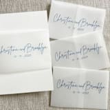 "Custom vellum belly bands with names in blue | Set of 10" - Belly Bands in blue by Maria Ferrer G.