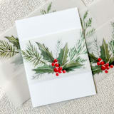 "Holly Pine Sprigs Vellum Belly Bands | Set of 25" - Belly Bands in green by Megan Tendler