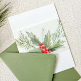 "Holly Pine Sprigs Vellum Belly Bands | Set of 25" - Belly Bands in green by Megan Tendler