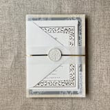 "Regency minimalist vellum paper belly band for 5x7 Card | pack of 10" - Belly Bands in gold by Ivory Invitations