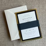 "Black colored translucent vellum belly band for 5x7 inch Invitation | Pack of 10" - Belly Bands in black by Ivory Invitations