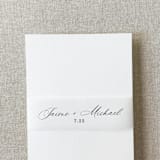 "Custom Wedding Belly Band | Modern Script | For Regular A7 or Petite Invitations | Set of 10" - Belly Bands in black by Cotton and Bow