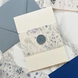 "Blue Wildflower Vellum Belly Bands for Wedding Invitations 3" (25 Pack)" - Belly Bands in beige by Carley Zuercher