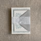 "Hydrangea floral white ink printed vellum belly band for 5x7 card | pack of 10" - Belly Bands in white by Ivory Invitations