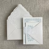 "Hydrangea floral white ink printed vellum belly band for 5x7 card | pack of 10" - Belly Bands in white by Ivory Invitations