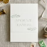 "Custom couple's names and greenery vellum belly band for invitations | Set of 10" - Belly Bands in beige by Maria Ferrer G.