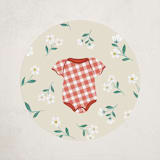 "Baby-Q" - Baby Shower Stickers in Ketchup by Jamie Alexander - Close-Up