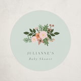 "Love and Flowers" - Baby Shower Stickers in Mint by Juliana Zimmermann - Close-Up