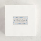 "Vintage Bow" - Baby Shower Stickers in Baby Blues by Lehan Veenker - For Scale