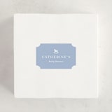 "Gingham Rockinghorse" - Baby Shower Stickers in Baby Blue by Olivia Raufman - For Scale