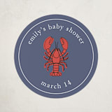 "My Lobster" - Baby Shower Stickers in Denim by Wendy Taylor - Front